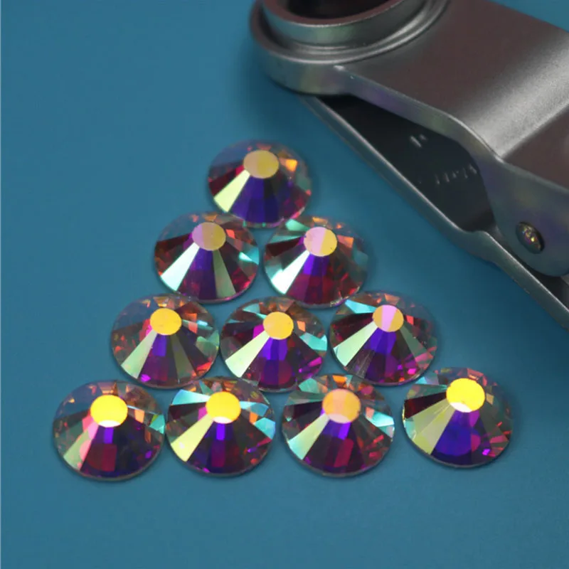 Горячая фиксация Стразы супер блестящий Strass Flatback Glass Crystal AB исправление камней Iron