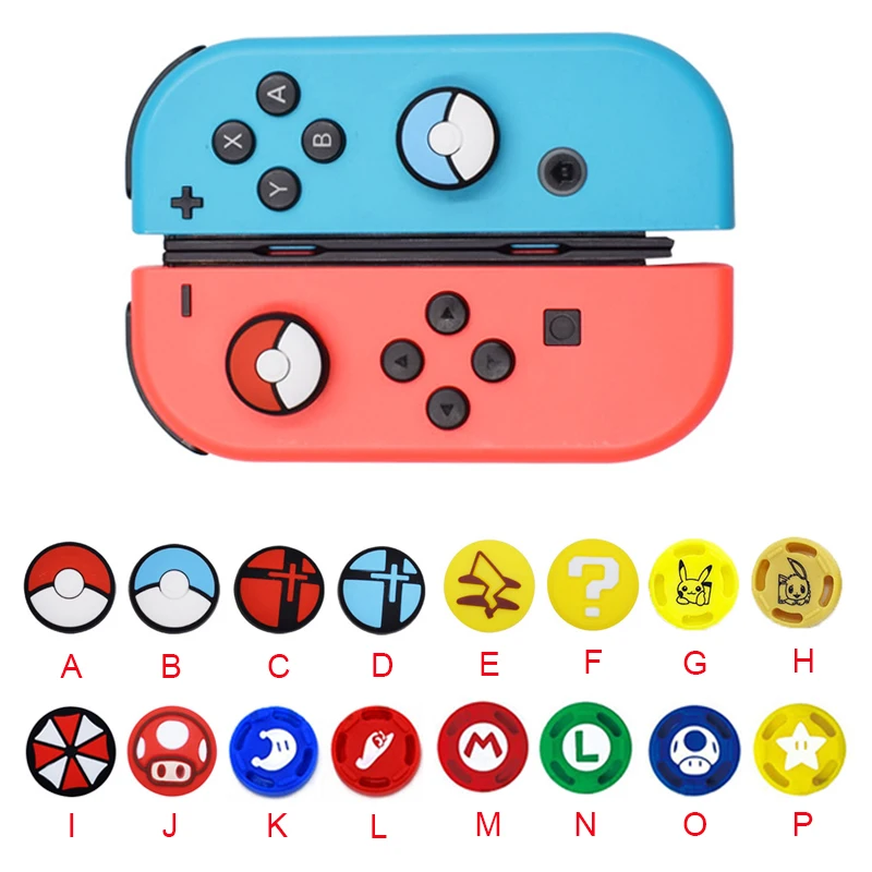 PokemonPikachu Silicone Thumb Stick Grip Caps Analog Joystick Cover Case For Nintend Switch NS Controllers Joy-Con Joypad | Электроника