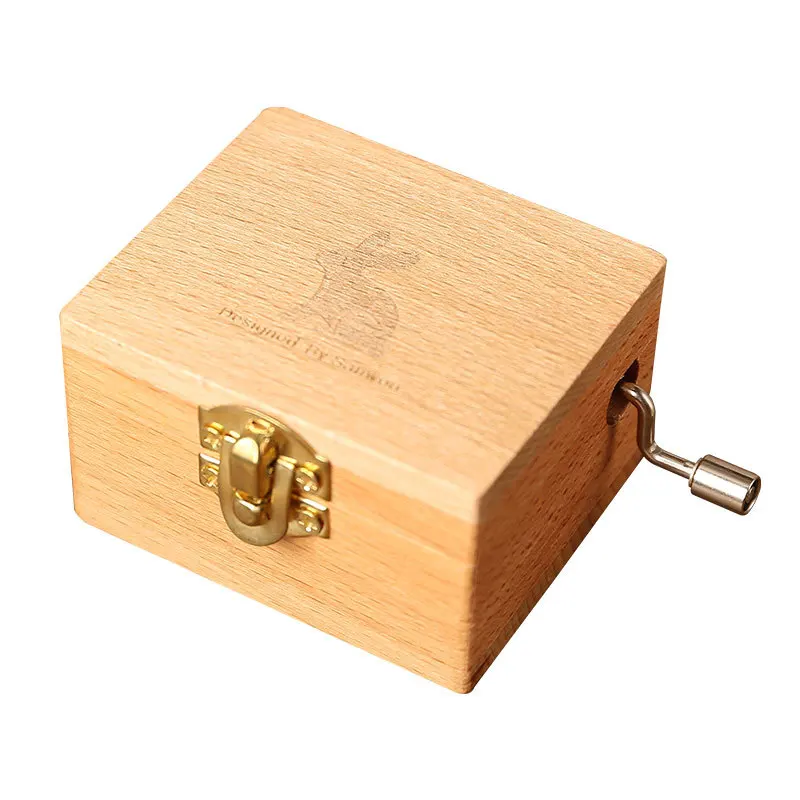 

Ancient master's Retro wood color hand-held music box with eight tones and mirror birthday gift personalized music box