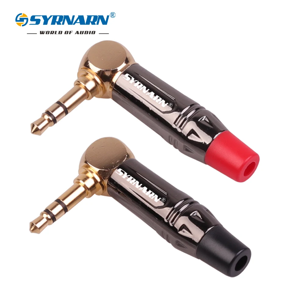 

SYRNARN 1PCS Jack 3.5mm 3 Pole Stereo Audio Right Angle Barss 3.5 Plug Jack Cable Solder Adapter Connector Black&Red Gray