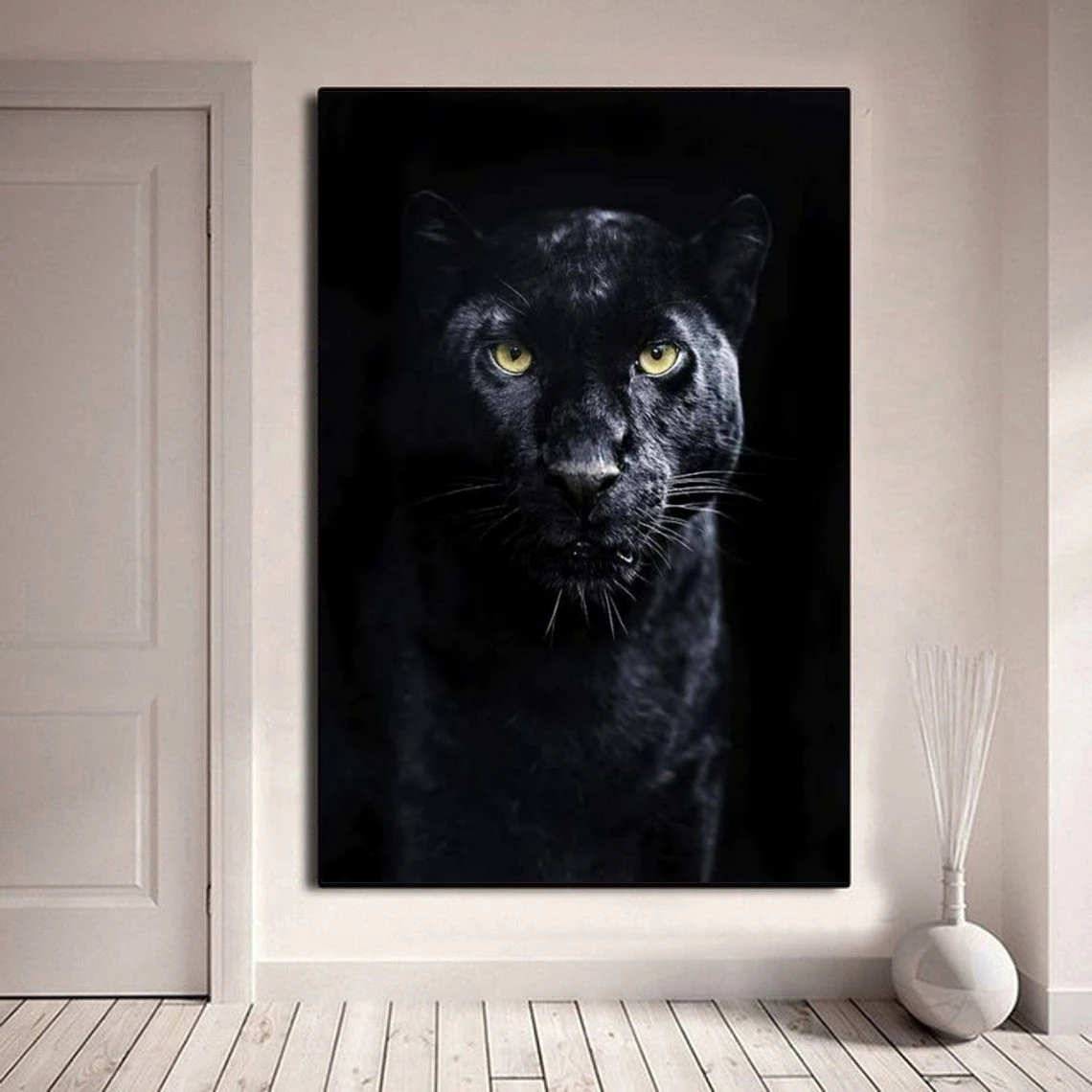 Черная пантера настенное искусство дикая природа фотография плакат животные джунгли сафари печать домашний декор