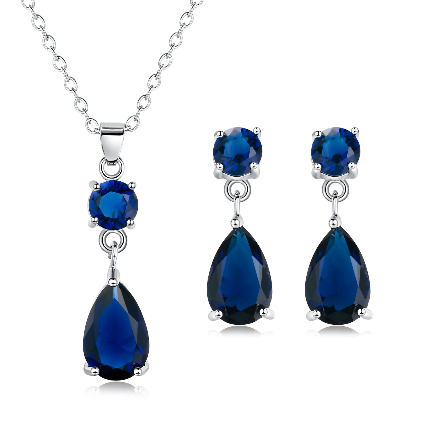 

CSHOU84 Water Drop Zircon Necklace Earrings Wholesale Crystal Jewelry Set Gift Link For Buyer