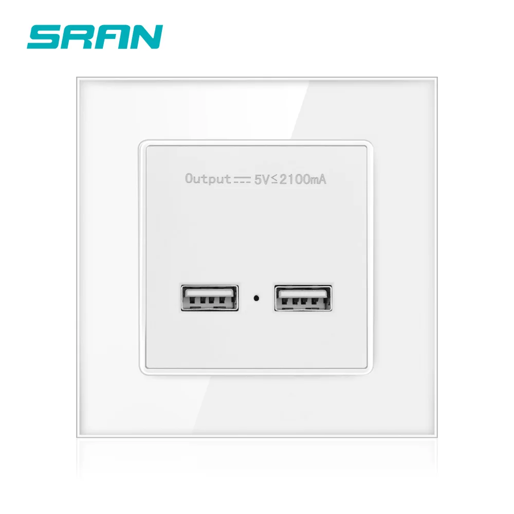 Настенная розетка SRAN с двумя USB портами умный индукционный зарядный порт для