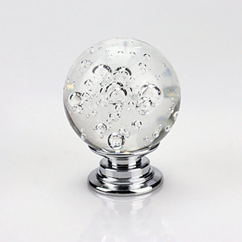 10 шт. 30 мм ручки для шкафа хрустальные круглые из стекла с пузырьками