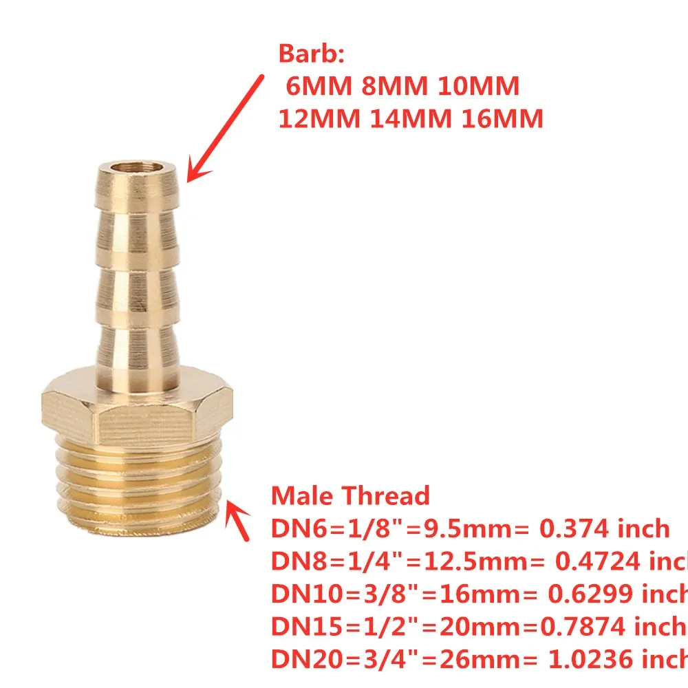 Латунный фитинг для труб 6 мм 8 10 12 14 16 19 хвостовой зазубрин шланга 1/2 дюйма