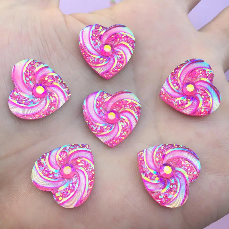 Пуговицы Стразы с блестящими сердечками 100 шт. 20 мм Кристаллы из смолы стразы