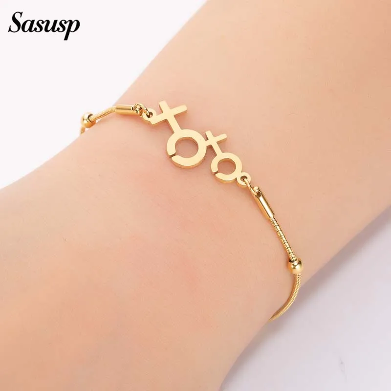 Sasusp Оригинальный Женский браслет с символом цепочка из нержавеющей стали