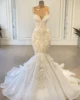 Luxury Mermaid African Women Wedding Dresses 2023 Beaded Embroidery Sexy White Vintage Lace Organza Bridal Wedding Gown 1 Luxury Mermaid African Women Wedding Dresses 2023 Beaded Embroidery Sexy White Vintage Lace Organza Bridal Wedding Gown 1