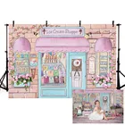 Фон для фотосъемки в магазине мороженого Mehofond Лето сладкие конфеты розовый цветок девочка ребенок дети день рождения фон для фотостудии