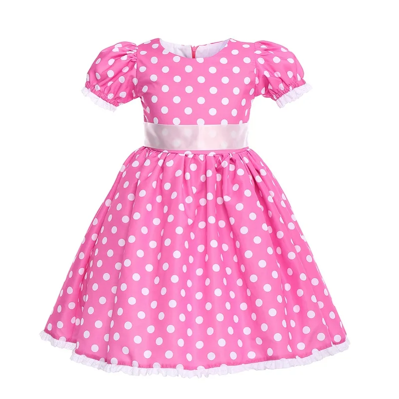 hot pink dress С узором в горошек, платье «Минни-Маус», милый Micky Mouse Косплэй наряд и дни рождения для малышей и детей постарше одежда для фотосессии, детская одежда для девочек для фотографирования - Цвет: hot pink dress
