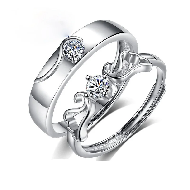 

Silver angel ring one s925 silver han edition bracelet contracted mouth ring jewelry men and women