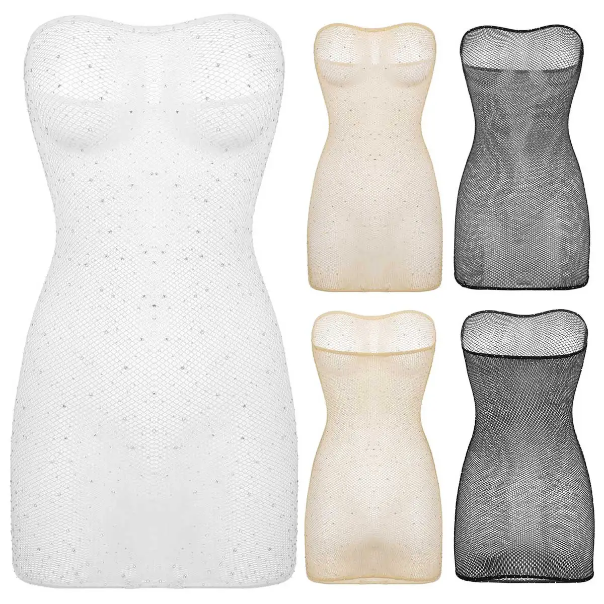 Сексуальное женское нижнее белье в сеточку экзотическое прозрачное Прозрачное