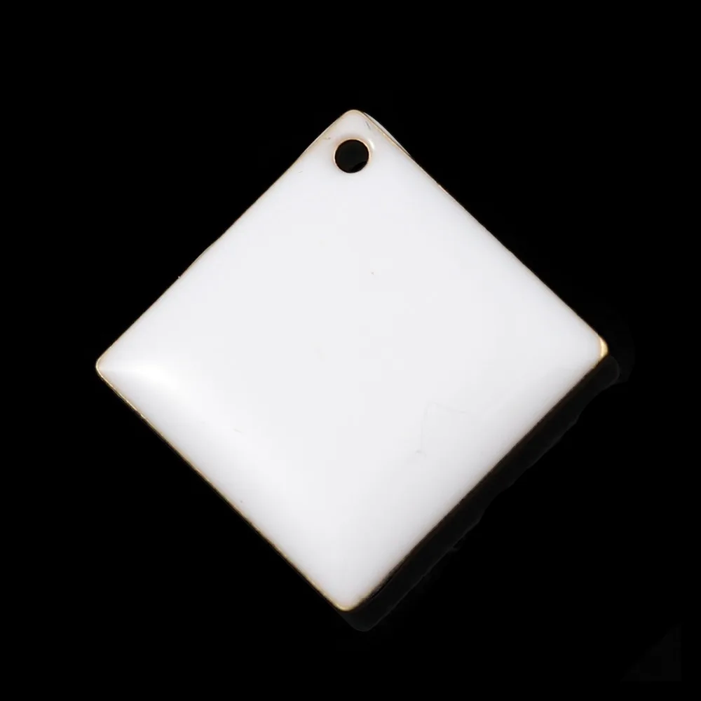 

10PCs Fashion Classic Square Enamelled Sequins Pendant Charms For Necklace Making Brass Color Black Red White Anklet DIY Charms