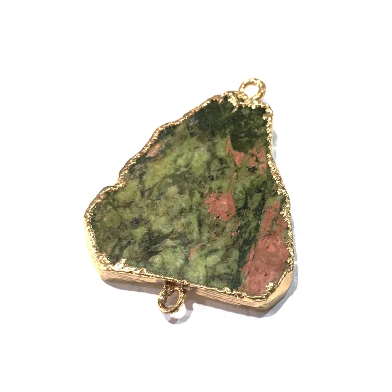 Натуральный камень Подвеска с лицевой обработкой, неправильной формы, соединитель с двойным отверстием для создания украшений, самодельное ожерелье, аксессуары Размер 35x50 мм.