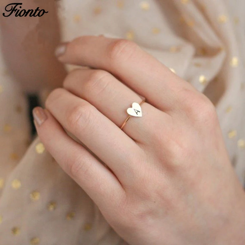 FIONTO влюбленные ручная штамповка раннее Золотое кольцо с гравировкой Женское