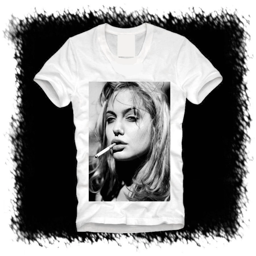 

2018 V T SHIRT ANGELINA JOLIE BRAD PITT FIGHT CLUB PUNK CIGGY funny 100% Cotton free shipping t-shirt Cool xxxtentacion pride