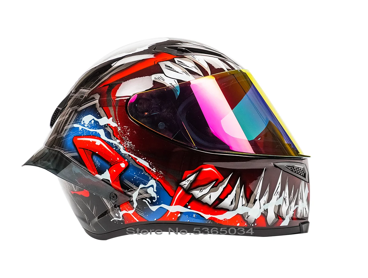 Мотоциклетный шлем на все лицо крутой Веном с большим спойлером для езды