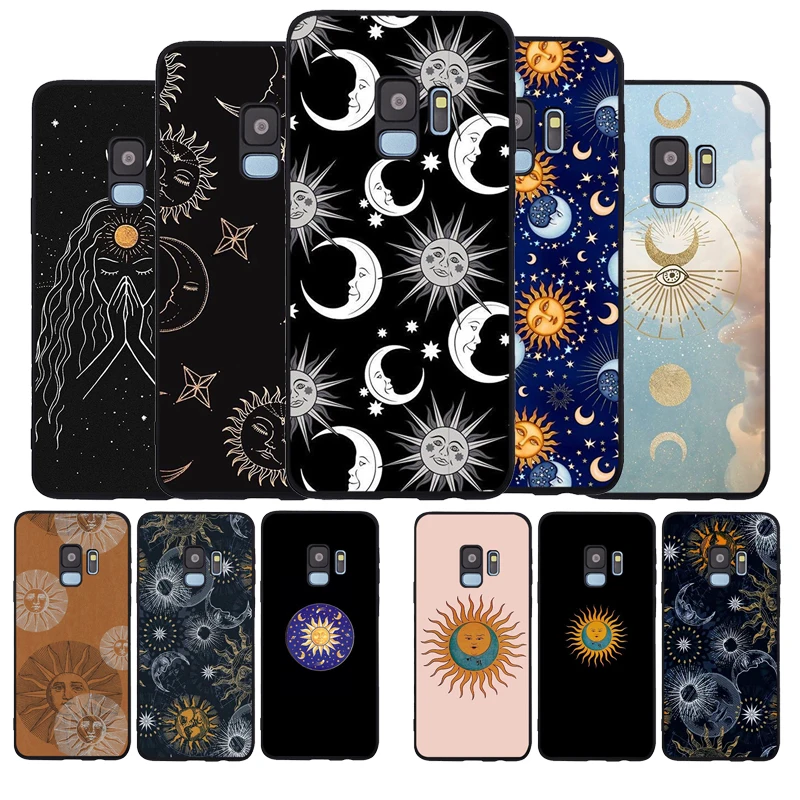 Черный силиконовый мягкий чехол из ТПУ Moon and sun для Samsung Galaxy S20 S10 S9 S8 Plus Lite NOTE 10 9 8 S7