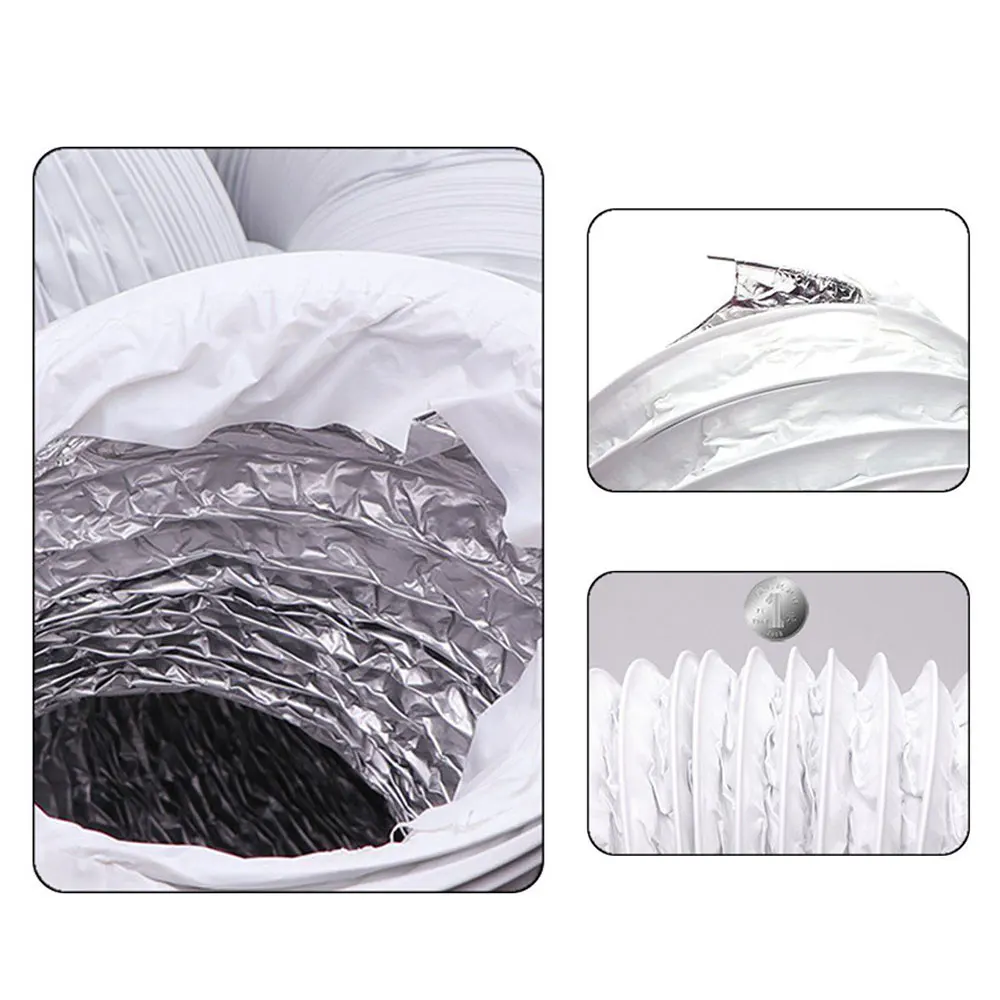 Выхлопная труба 600 см домашний вентиляционный шланг канал серебристо-белый ПВХ