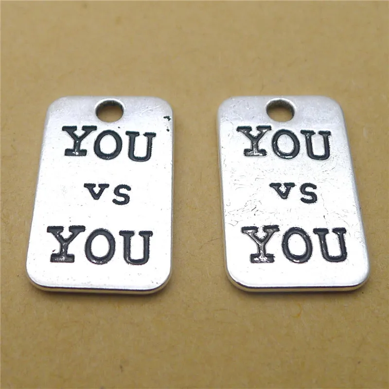 

100 шт./лот металлические шармы YOU vs YOU 13x22 мм Шармы с буквами ювелирные аксессуары