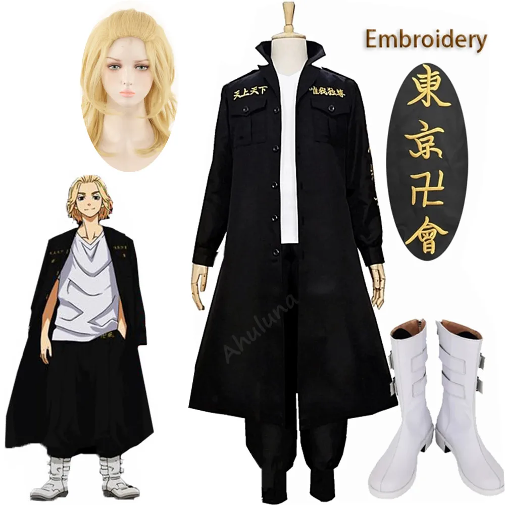 

Куртка для косплея мангиро Сано из аниме «Токио», обувь с париком для косплея, с вышивкой, куртка с эмблемой президента манджи, лаверос, C296