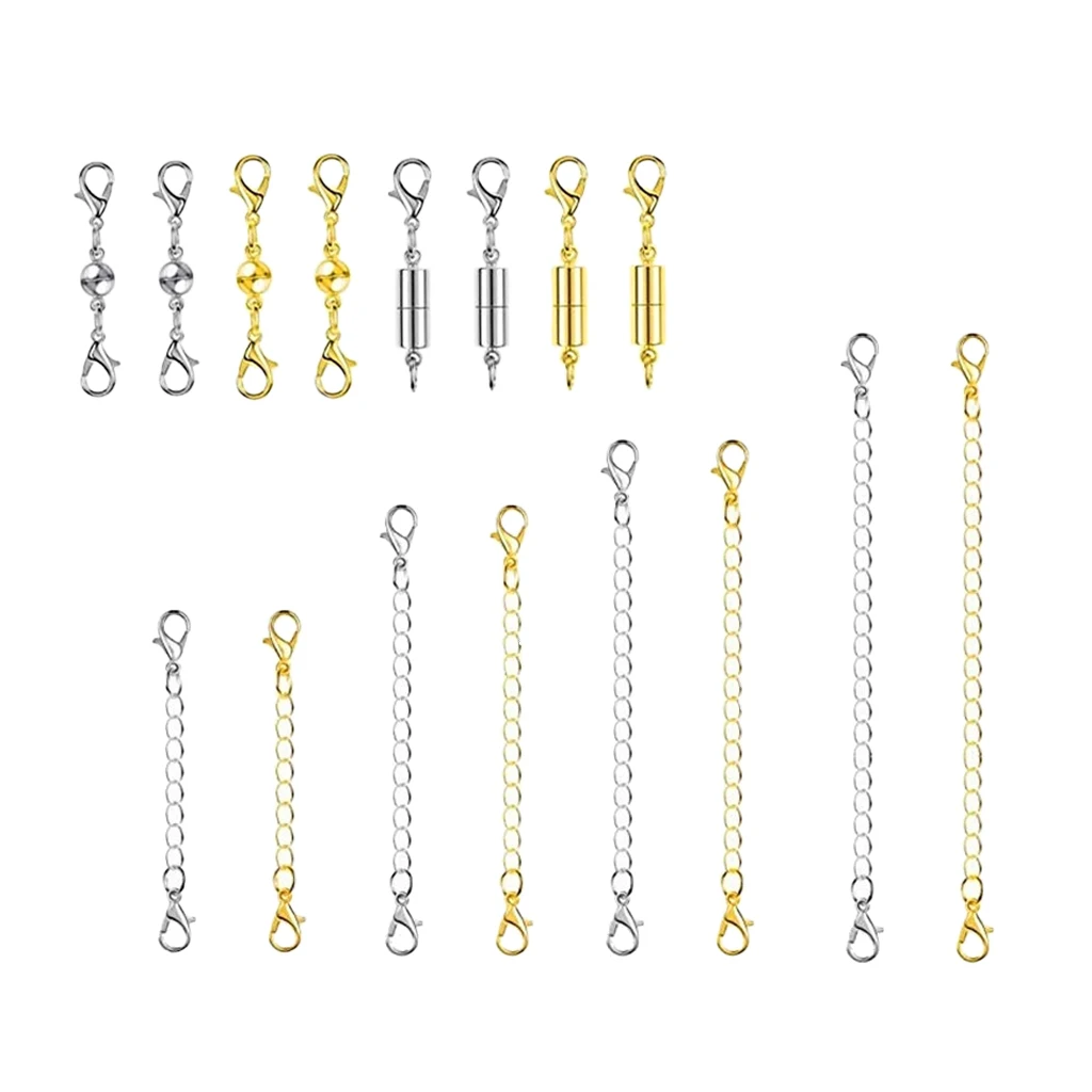 

16Pcs Mix DIY Necklace Extender Extension Chain With Lobster Clasps