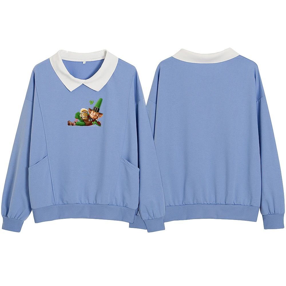 Graphic Turn-down Collar Cotton Hoodies Womens Comfy Cute Sweatshirts Streetwear Cute Print Oversized Kawaii Women Sweetshirts