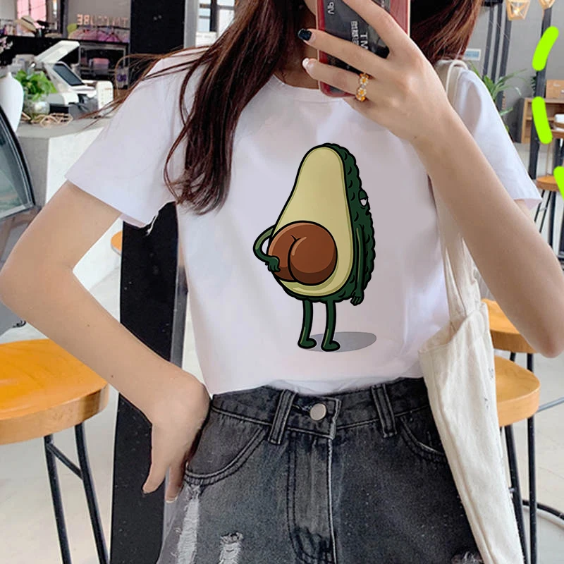 

Kawaii Cartoon T-shirt Women Casual T-shirt Graphics Avocado Short Sleeved Tops Tees Shirt Woman Summer T Shirt Female Clothing