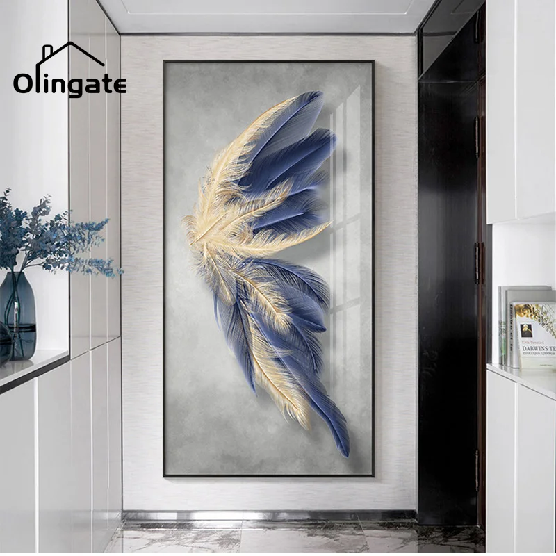 

Home Entrance Decoration Painting Feather Decoration Painting Hallway End Hanging Painting for Living Room Home Decoration