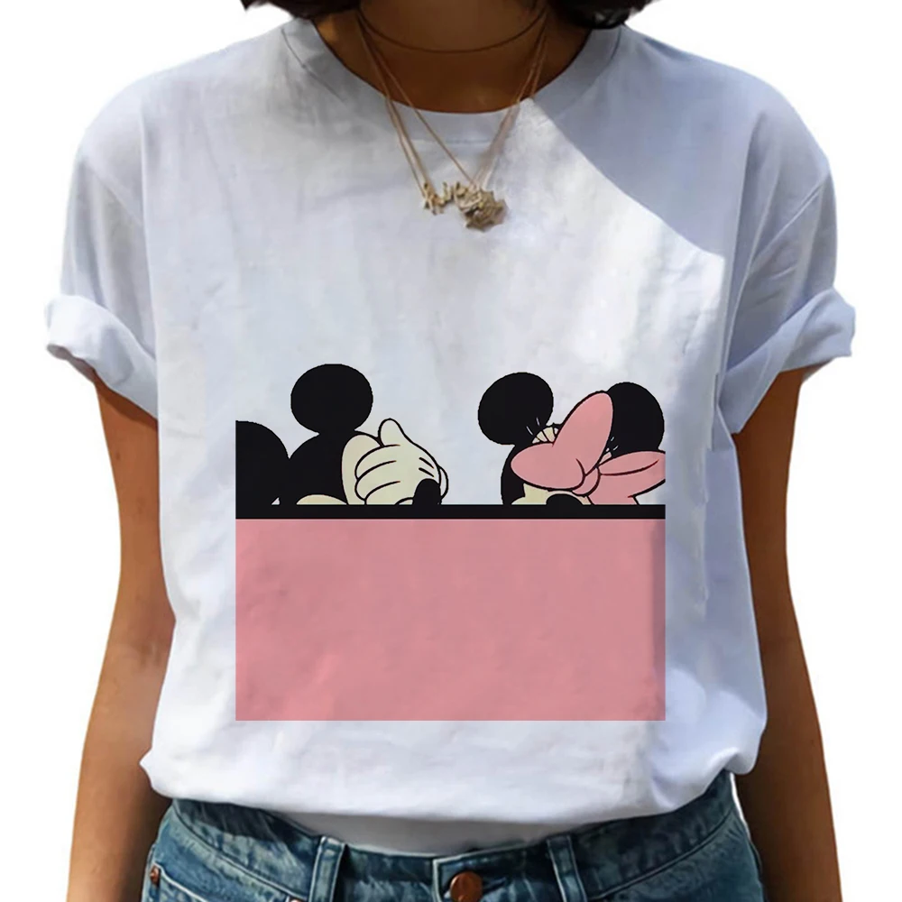 Disney Fashion Cute Daisy Duck Cartoon Print Casual Women T-Shirt O-Neck Pullover Short Sleeve Loose Tee Top friends t shirt