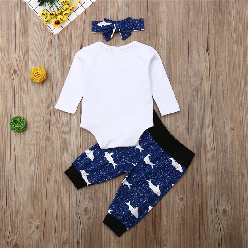 Newborn Infant Baby Girl Boy Letter Romper Tops+Pants Headband New Year Outfits Set Girls Suits Autumn Winter Clothes | Детская одежда