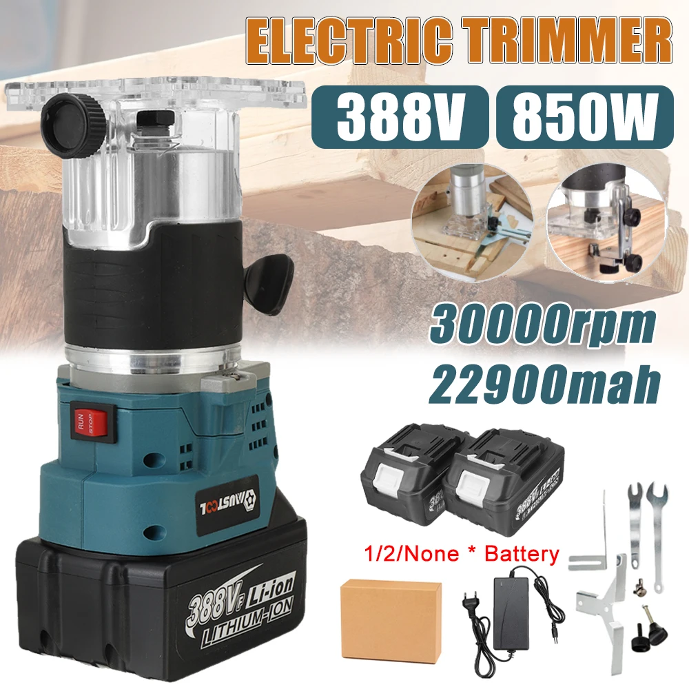 

388VF 850W Cordless Electric Trimmer Woodworking Engraving Slotting Trimming Milling Machine Wood Router for Makita 18V Battery