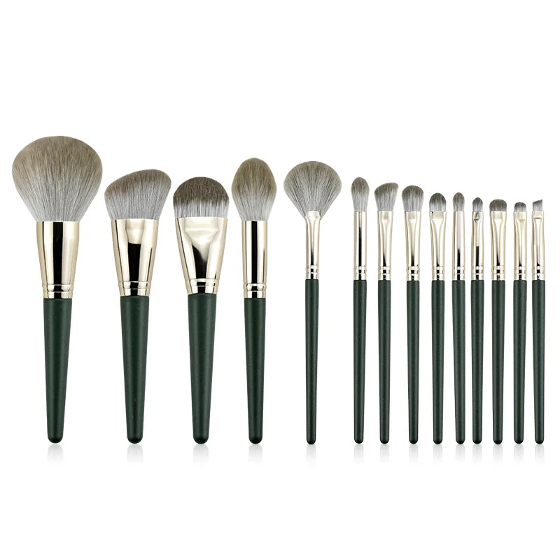 

14 green cloud makeup brush set super soft eye shadow set brush foundation loose powder brush beauty tool