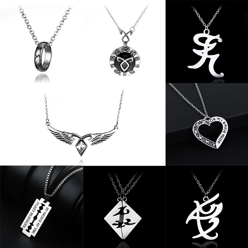 

The Mortal Instruments City of Bones Necklace For Women Men Vintage Angelic Power Runes Shadowhunters Pendant Necklace Jewelry
