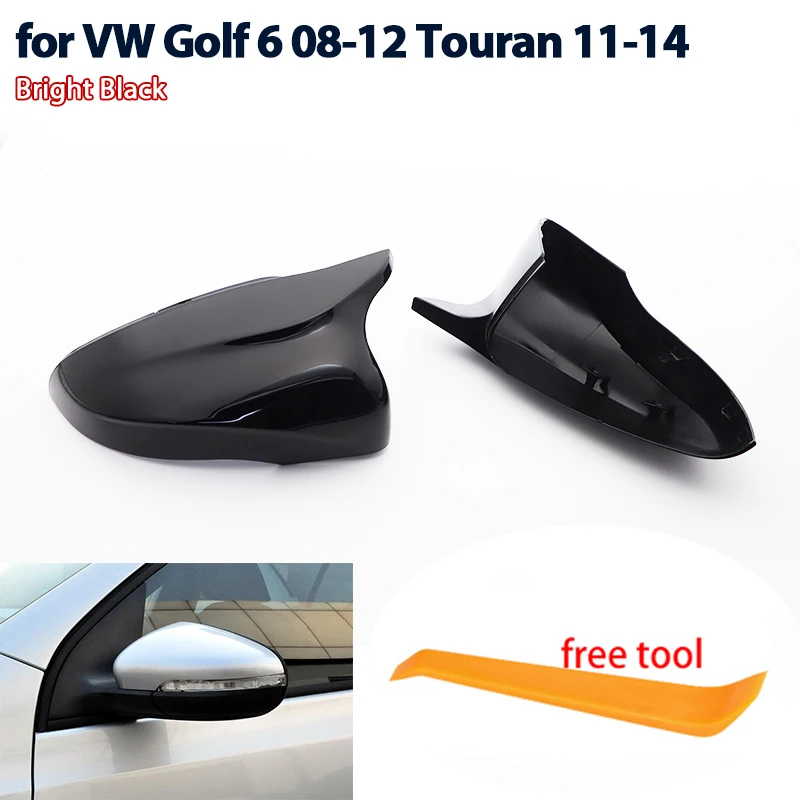 

High Quality ABS Sport Styple Bright Black Replacement for Volkswagen VW Golf6 Golf6 MK6 08-12 Touran 11-14 Mirror cover Cap