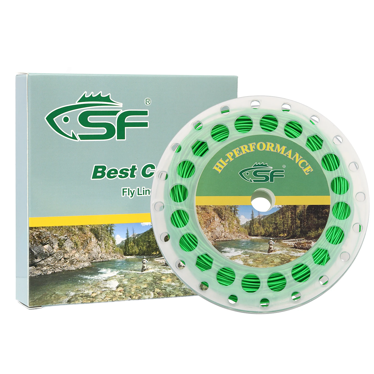 SF 100 футов Зеленая Леска для ловли форели вес плавающая две петли WF 2/3/4/5/6/7/8/9/10