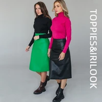 toppies 2021 new womens pu leather skirt solid high waist a line skirts casual fashion elegant leather faldas saia