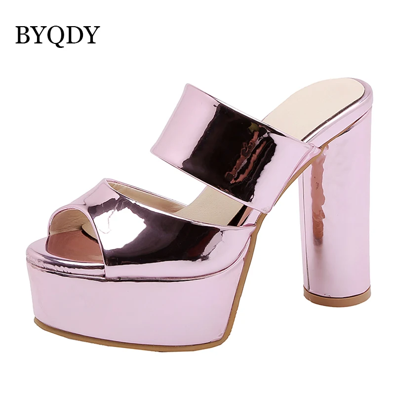 Женские босоножки с открытым носком BYQDY золотистые на очень высоком каблуке