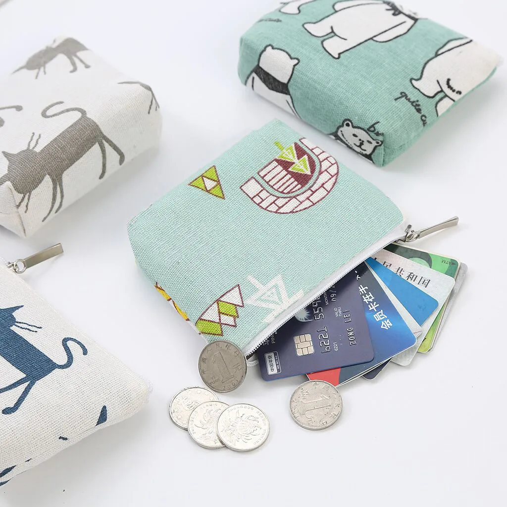 1PC Unisex Canvas Purse Card Key Mini Pouch Bag Small Zipper Coin Holder Wallet 2020 dropshipping | Дом и сад