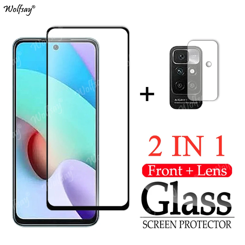 4 in 1 For Xiaomi Redmi 10 Glass For Xiaomi Redmi 10 Tempered Glass Screen Full Cover Protector Film For Xiaomi Redmi 10 Glass