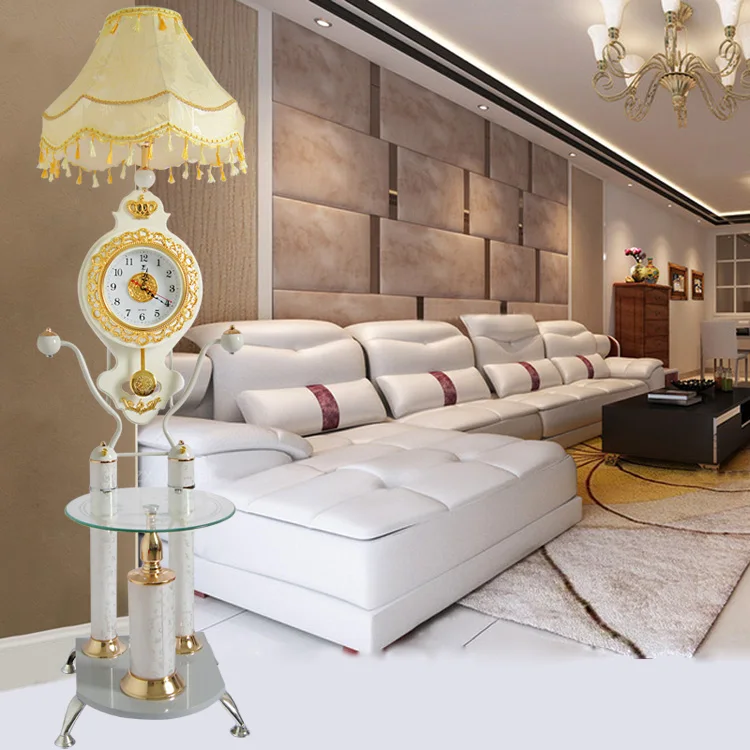 Simple modern floor lamp with coffee table creative study living room bedroom table lamp vertical lamp with clock sofa lamp