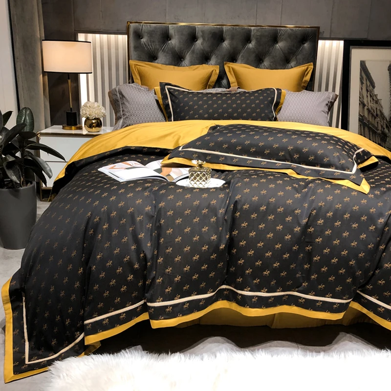 

Jacquard Weave Bed Linen Bed Sheet Bump Color of Duvet Cover Euro Bedding Set Sumptuous Pillowcases Bedroom Queen King 4 PCS