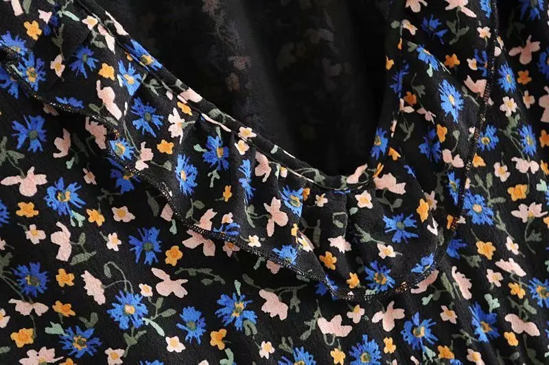 Винтажное женское платье осень 2019 Новая мода милые маленькие цветочные принты с