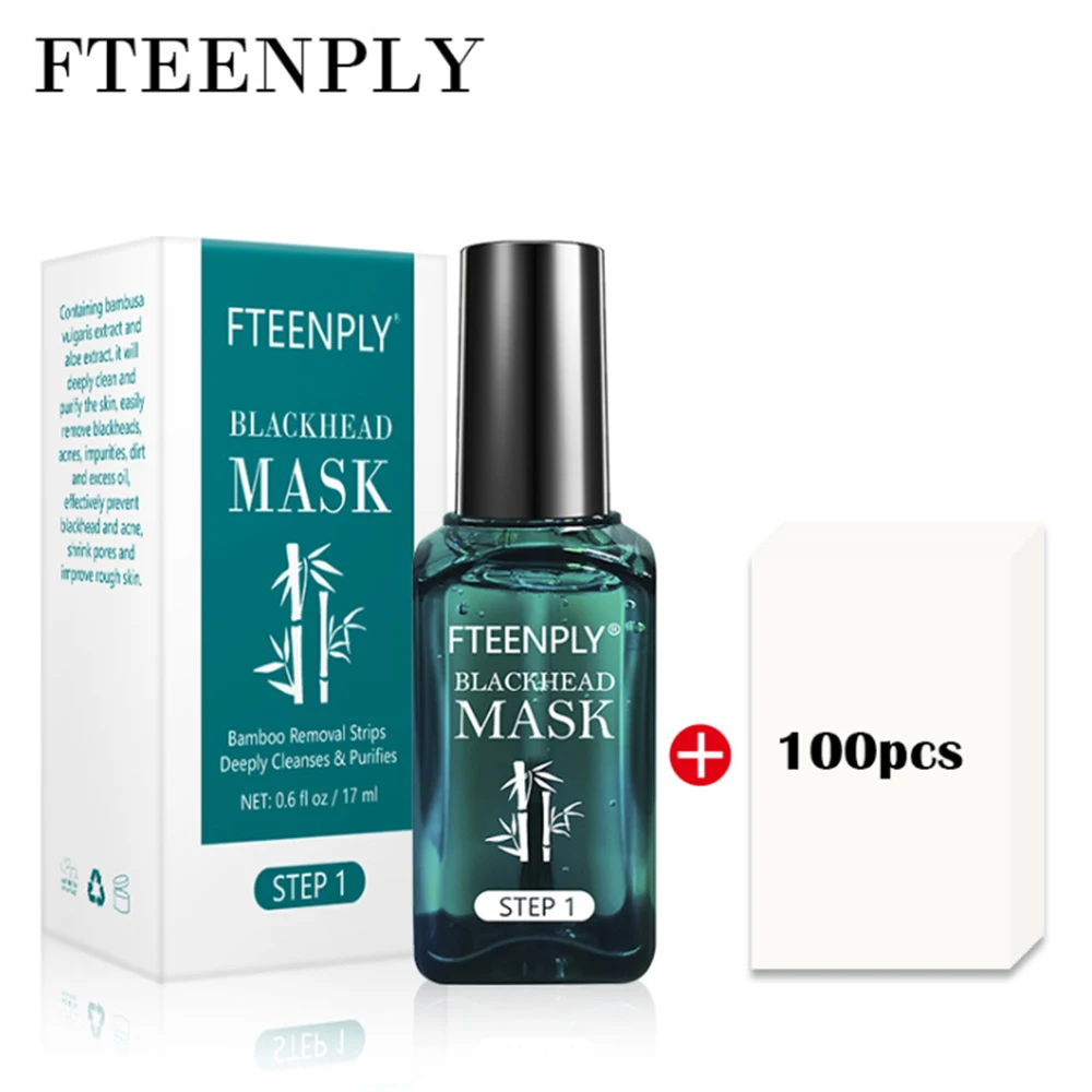 

FTEENPLY Blackhead Removal Serum Deep Cleaning Purify Pores Nose Mask T Zone Care Oil-control Shrink Pore Facial Essence 100 PCS
