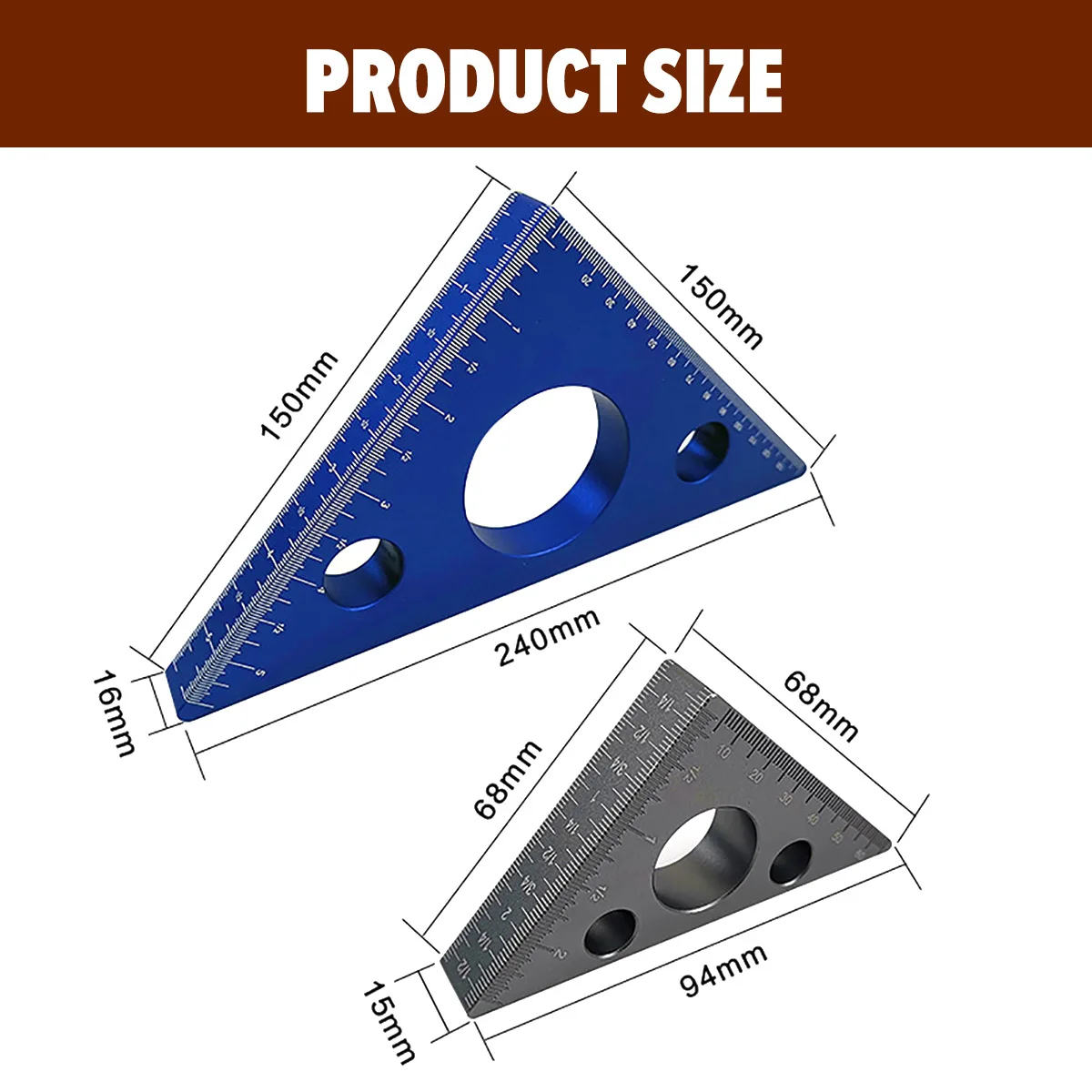 

Aluminum Alloy Triangle Angle Ruler Squares for DIY Woodworking Speed Square Angle Protractor Rulers Measuring Tools