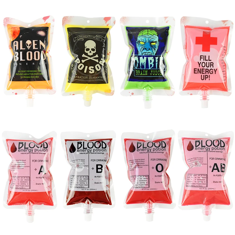 

10Pcs Halloween Drink Container Bag Terror Party Cosplay Vampire Blood Bags Zombie Beverage Drinks Props Halloween Scary Decor