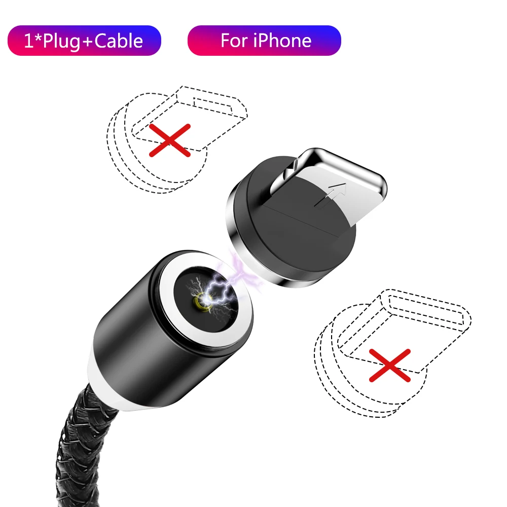 Магнитный Micro usb type-C кабель для iPhone 11 Pro XS Max 7 8 Plus samsung Android 3A кабель для быстрой зарядки и передачи данных 2 м USBC type C зарядное устройство - Цвет: Black For iPhone