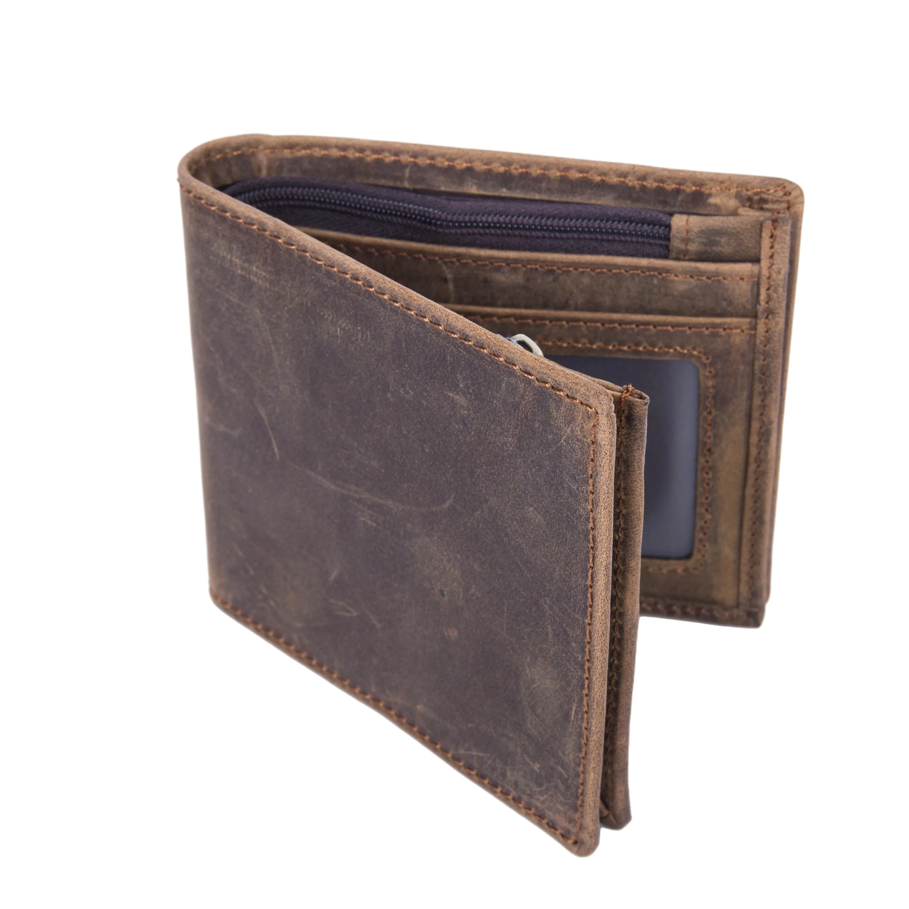 

Shielding Men's Leather Wallet Double-fold Slim Wallet Multi-card Card Package ID Bag