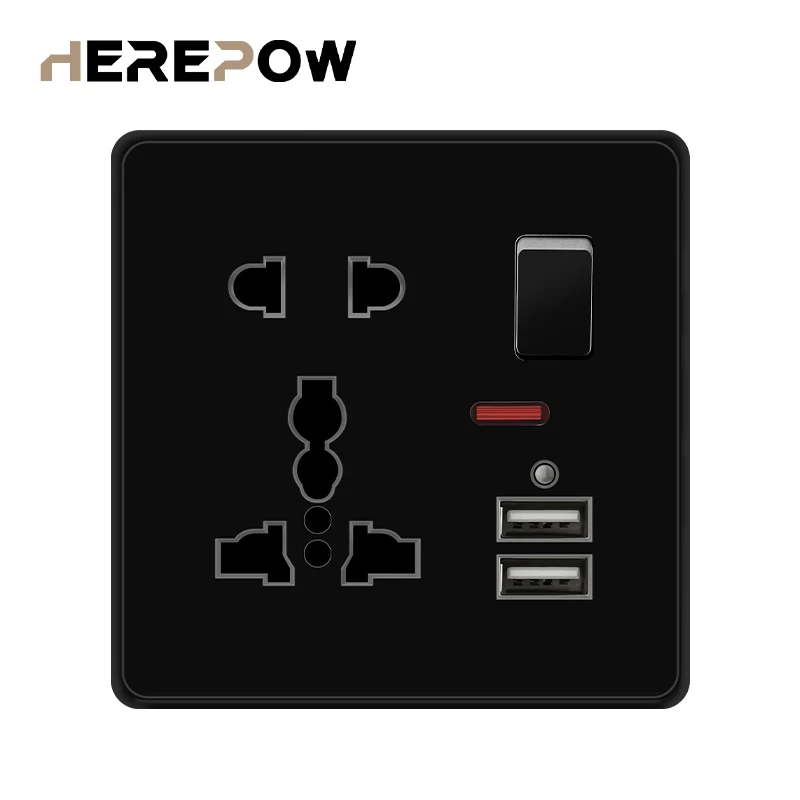 Herepow универсальная настенная розетка с двойным USB переключателем умный