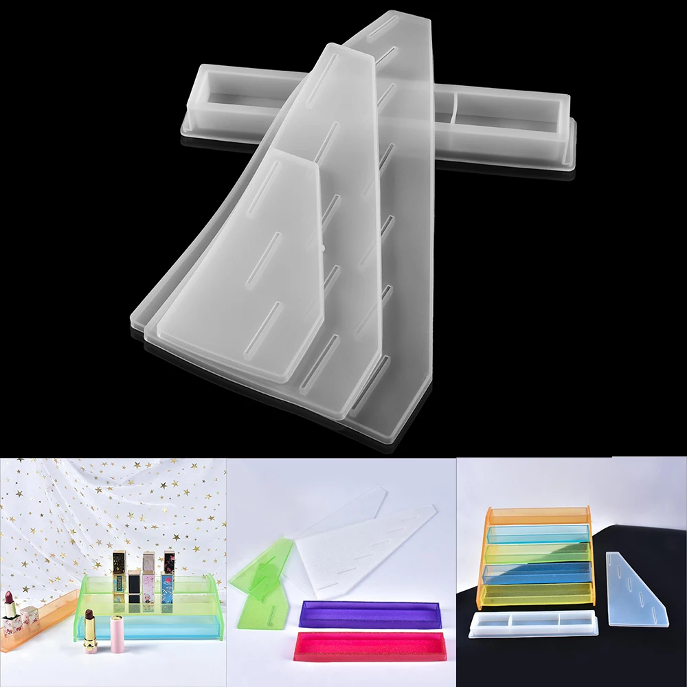 

1set Storage Rack Silicone Molds UV Epoxy Resin Crystal Lipstick Bracket Lipbalm Mold For DIY Jewelry Making Resin Mold Supplies